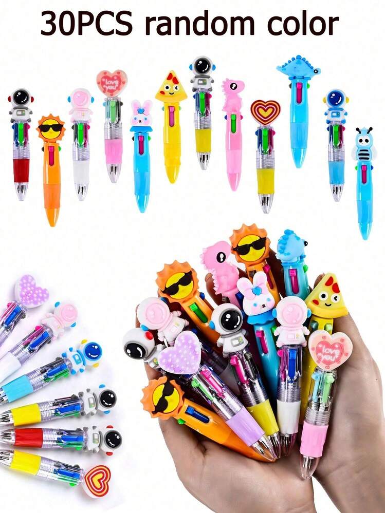 10PCS Children's Party Favors, Cartoon 4-In-1 Four-Color Pens, Cute Kids Drawing And Writing Pens, Adorable Pet Gift Box, Party Reward Gift Set, Cartoon Pattern Party Game Winner Prizes, Party Exchange Gifts, Birthday Gifts, Multi-Color Pens - Multicolor - View 14