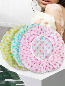 6/3/1pc Mixed Style Shower Caps, Reusable And Waterproof, With Elastic Band For Adjustable Fit, Keeps Hair Dry During Bathing, Designed For Women, Suitable For Daily Shower, Bathtub, Sauna And Hair Salon Use - Thickened Version - View 2