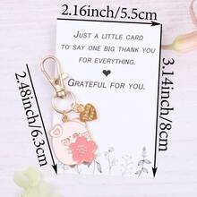 4pcs/8pcs Elegant Fashionable Pig And "Thank You" Heart Design Keychain Set, Suitable For Backpacks, Backpacks, Coin Purses, Phones And Other Keyring Accessories. Perfect For Birthday, Wedding Theme Gifts, Party Decorations, Friendship Gifts, Employee Appreciation, Colleague Gifts. Gifts For Guests, Family, Friends And Colleagues. - Multicolor - View 4