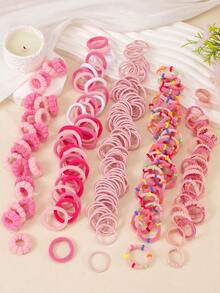 875PCS Spring Pink Cute Girl Hair Accessories Set, Double Layer Butterfly Hair Clips, Pendant Mesh Bow Hair Clips, Pearl Flower Hair Clips, Ribbon Bow Side Clips, Hollow Rhinestone Bangs Clips, Star Snap Clips, Mini Claw Clips, High Elasticity Bamboo Joint Ruffle Edge Solid Color Towel Ring & TPU Hair Ties, Daily & Party Headwear - Multicolor - View 6