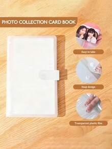 Álbum de fotos portátil de 84/120 páginas con acabado esmerilado transparente - Almacenamiento de gran capacidad, álbum de almacenamiento multifuncional, libro de almacenamiento de tres paneles, adecuado para tarjetas de fans/postales, coleccionistas de recuerdos de viaje y elección esencial para diosas - A - Ver 3