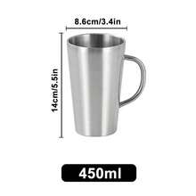 Thickened 304 Stainless Steel Water Cup, Double-Layer Anti-Scald, Coffee Cup, Beverage Cup, Tea Cup, Milk Cup, Easy To Clean, Durable, Shatter-Resistant, With Handle For Easy Grip, Suitable For Home, Office, Restaurant, Beverage Shop, Picnic Use - 1 - View 12