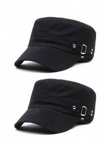 1pc Unisex Rivet Army Cap Flat Top Baseball Cap With Adjustable Strap, Suitable For Outdoor, Mountaineering, Holiday, Daily Use, Sun Protection - Multicolor - View 34