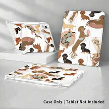 Multi-Color Dachshund And Other Pattern Painted Effect Acrylic Crystal Tablet Case With Built-In Pen Slot, 3+Y Fold Stand, Compatible With Honor 8/9/10, Honor X8/X8A/X9/X8Pro/X9A/V9/V8 Pro, MatePad Se 11"/MatePad 11"/11.5", MatePad Pro, Matepad 11.5 2025, Apple 8/9/10/11th Gen 2025 (A16), Galaxy Tab A7/A9 And Other Popular Tablet Models - Multicolor - View 1
