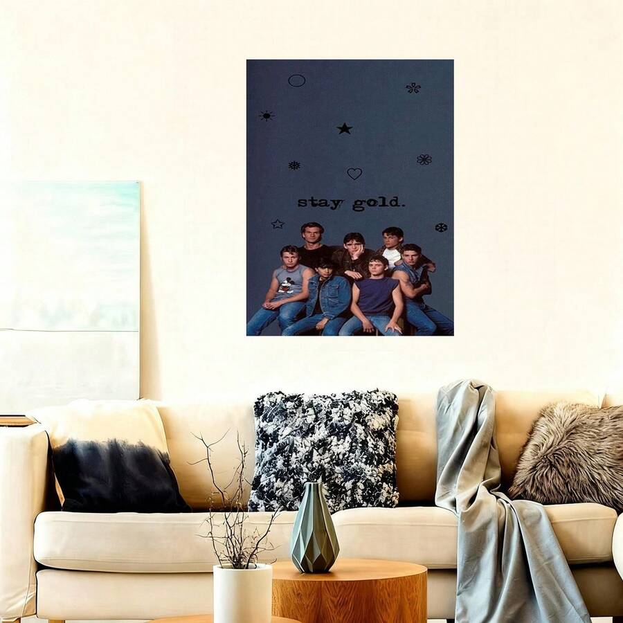 Decorative Poster Of The Movie "The Outsider", 2D Flat - Retro Vintage Style Of The 80s, Suitable For Fans Of 80s Movies, Iconic Art Print Of The Book And Film Adaptation, Wall Decoration For Home Theater, Living Room, Bedroom - Nostalgic Gift For Lovers Of - Cuadros decorativos con marco - 查看 1
