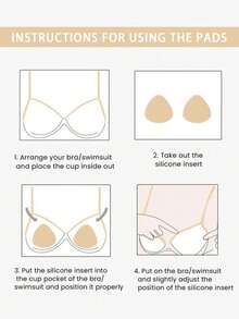 1 paire de coussinets de poitrine en silicone triangulaires, coussinets de soutien-gorge auto-adhésifs push-up pour femmes, coussinets en éponge épaissis invisibles, coussinets de soutien-gorge pour maillot de bain bikini et lingerie, coussinets de soutien-gorge en silicone épaissis push-up pour femmes, robe, maillot de bain, petite poitrine, imperméables, sport, transparents, coussinets de soutien-gorge en silicone élégants - invisibles, réutilisables, épaissis, convenant pour bikini à col licou, levage de lingerie sans couture, accessoires de lingerie doux et confortables pour femmes - Tasse mignonne - Voir 9