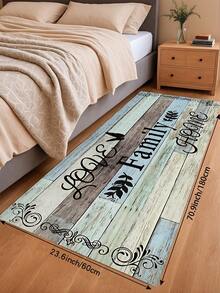 1pc Rubber Kitchen Mat, Rustic Style Decorative Art, Printed With "Love", "Family" And "Home" In Black Font, Textured Wood Plank Design Floor Mat, Suitable For Sink Area, Standing, Kitchen Decor - Multicolor - View 14