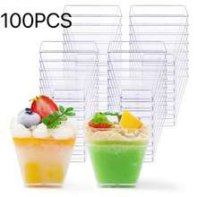 100/75/50/40/30/25/20/15/10/5pcs Transparent Mousse Cups, Dessert Cups, Ice Cream Cups, Transparent Pudding Cups, Party Wedding Catering Supplies, Mini Dessert Appetizer Cups, Restaurant Mini Appetizer Serving Cups, Suitable For Parties, Weddings, Catering, Ice Cream, Pudding And Food Containers, Kitchen Supplies - Clear - View 12