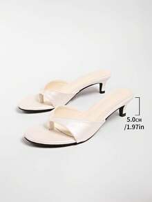 French Square Toe Open Toe Thong High Heel Stilettos Sandals Summer New Kitten Heel Stiletto Flip Flop Slides - White - View 9