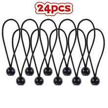 24 piezas Cuerdas/Ataduras Elásticas con Bola de Alta Resistencia - Resistentes a los Rayos UV y al Viento, Adecuadas para Lona, Tienda de Campaña, Sombrilla, Toldo | Ataduras de Sujeción Reutilizables para Todo Clima con Cabeza de Bola, para Asegurar al Aire Libre, Cubrir Lonas, Clips de Lona (Sin Necesidad de Desmontaje) - A - Ver 13