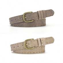 1pc New Vintage American Style Rivet Distressed Punk Belt, Fashion Versatile Waist Belt For Women - Multicolor - View 22