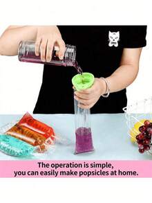 50/100pcs 30cm*5.5cm Popsicle Bags, Ice Cream Mold Bags With Funnel, Plastic Rectangular Self-Sealing Popsicle Bags, Durable And Airtight, Wide Mouth Funnel, Suitable For Making Ice Cream, Bachelorette Party, Kitchen, Storage, Decoration, Outdoor - Multicolor - View 8