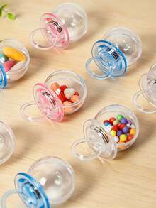 1/12pcs Creative Pacifier Shaped Candy Jars, Baby Shower Mini Pacifier Bottle Boxes, With Lid Candy Containers, Small Item Storage Boxes, Gift Storage Containers, Candy, Cake, Chocolate Display, Suitable For Home, Wedding, Baby Shower, Valentine's Day, Easter, Thanksgiving - Nipple - View 7