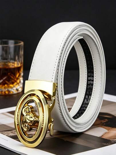 High-End Auto Buckle Waist Belt For Young Men, Versatile Business Casual Strap. Exquisite Craftsmanship, Comfortable To Wear, Work, Social Events.