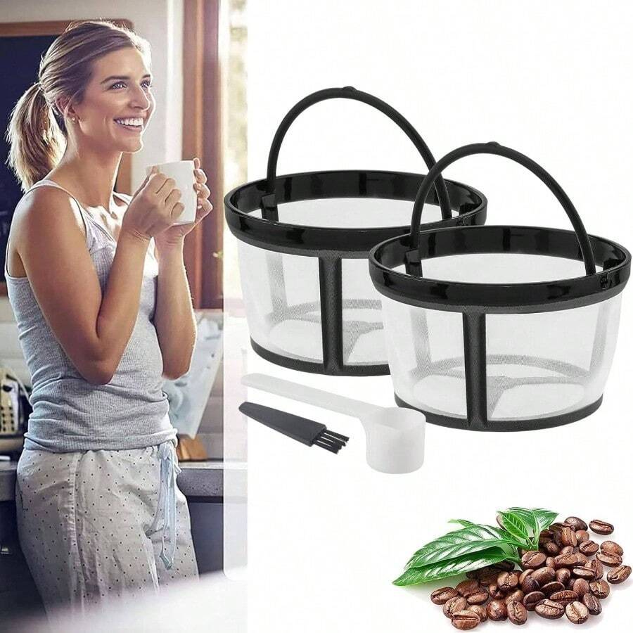 Cestas de filtro de caf, 2 unidades, cestas reutilizables de filtros de caf, 2 a 4 tazas, filtros de caf de nailon para cafeteras y cerveceras Mr. Coffee y Black Decker, accesorios para mquinas - inicial - Ver 1