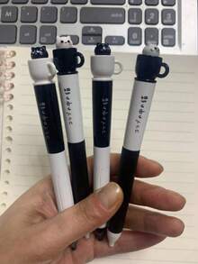 1pc/Set Cat Theme Twist Ballpoint Pen, 0.5mm Quick-Dry Black Ink, Stress-Relief Rotating Mechanism, Silicone Grip, Suitable For Office, School, Holiday, Back To School - A - View 10