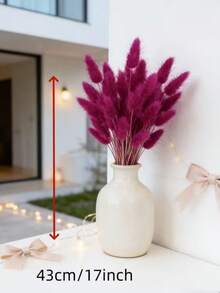 55~60pcs, 17 Inch Red Artificial Rabbit Tail Grass, Home Decor Artificial Rabbit Tail Grass Stems, Suitable For Bohemian Style Floral Arrangement, DIY Handicrafts, Home Kitchen And Wedding Decoration, Christmas Decoration, Christmas Thanksgiving Decoration, DIY Wreath Decoration - Deep Rose Red - View 3