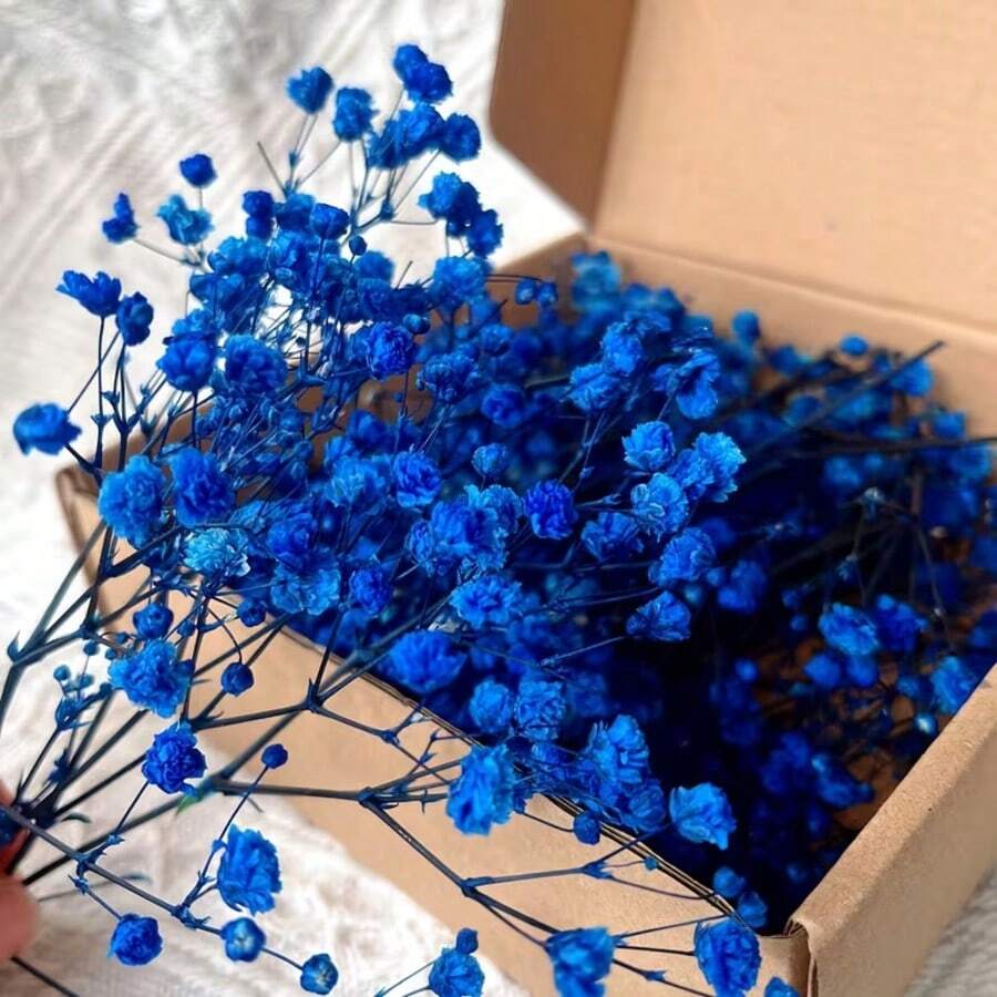 25/50/100/150/300pcs Mini Baby's Breath And Other Artificial Flowers - For Resin Mold Art And Handicrafts, Colorful Flower Bunches For Hair Accessories, Wedding Wreaths, Table Flowers, Home Decor, Etc. - For Resin Mold Art And Handicrafts, Ivory White Flower Bunches For Hair Accessories, Wedding Wreaths, Table Flowers And Home Decor. - Royal Blue - View 1