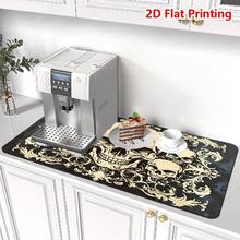 1/10 pezzi Tappetino drenante con motivi teschio nero e bianco, antiscivolo super assorbente e ad asciugatura rapida in diatomite per macchina da caffè espresso, sottobicchiere resistente all'usura, tappetino per asciugatura stoviglie da bancone, forniture per cucina domestica - Grigio Scuro - Visualizzare 1