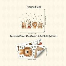 2pcs/1set Whimsical Forest Animal Wall Decals, Bear Fox Raccoon & Leaves Pattern, Removable Stickers, Cute Forest Art Decor For Home Interior And Living Space - Cartoon Animals - View 5
