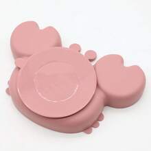 Infant Silicone Tableware Baby Cartoon Crab Plate Wooden Spoon Fork Drop-Resistant - Dark Red - View 6