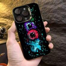 Símbolos destrozados del juego del calamar de neón coloridofunda de teléfono Fundas compatibles con ,Apple,VIVO,OPPO,,, y Honor.Fabricadas en silicona TPU,ofrecen protección contra golpes y caídas. - Negro - Ver 4