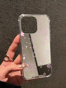 極簡細線粉色日月圖案鏡面手機殼，適用於 iPhone 13/15/16/17pro/17/14/17/15pro/15 Plus/15 Promax/7plus/8plus/X/Xs Max/Xr/11pro/12pro/13pro/14pro/12mini/13mini/11promax/12promax/13promax/14promax/14plus/17pro Max/17Air/6/6s Plus/7/8/16Pro/16plus/16promax/Se2 & Galaxy/A54/A14/A12/A13/A15/A32/A33/A24/A52S/S20/S21/S22/S23/S24/S23Plus/S24ultra/S25/A33/A23/A07/A17/S26/A56/A57 - 彩色 - 查看 5