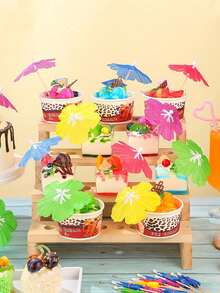 50pcs Mini Realistic Wooden Cocktail Picks, Exquisite And Beautiful, Suitable For Cocktails, Cupcake Decoration, Hawaiian Drink Decoration, Tropical Party Decoration, (Random Color And Style) - View 6