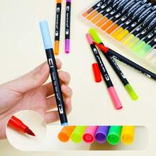 12/24/36/48pcs Dual Tip Colorful Marker Art Pen Set (Diagonal Box, Gift Box Packaging), Suitable For Adult Coloring Books, Christmas Card Drawing, Note-Taking, Carving, Calligraphy, Journaling, Back To School - Multicolor - View 7