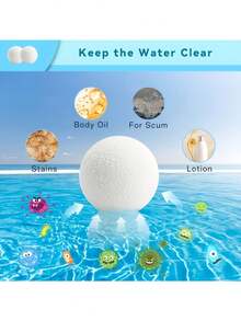 Bolas de limpieza para piscina - de absorción rápida, alta eficiencia, esponjas reutilizables para frotar spa y jacuzzi, adecuadas para sistemas de filtración de arena, diseño de superficie texturizada duradera, esenciales para el mantenimiento de piscina y spa. - Bolas de esponja descalcificadoras - Ver 4
