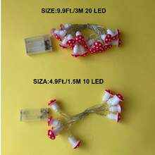 1 pieza Luces de cadena LED, bombillas con forma de hongo rojo, serie de plantas decorativas de luces de cadena coloridas, adecuadas para decoración de habitaciones - luz blanca cálida - Ver 13
