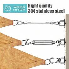 Shade Sail Hardware Kit With 50 Feet Cable Wire Rope, Anti-Rust Stainless Steel Stainless Steel Sun Shade Hardware Kit For Rectangle Square Triangle Shade Sail Installation 66 PCS - Silver - View 6