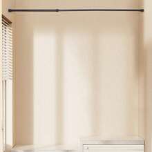 1pc Extendable Multi-Functional Shower Curtain Rod With Built-In Spring Mechanism, Includes 2 Bathroom Rail Hooks, Adjustable Sliding Hooks, Multi-Functional Cabinet Door Storage Rack, Wall-Mounted Towel Rack, Suitable For Decorative Curtains, Shower Curtains, Bathroom Accessories, Home Bathroom Decor, Autumn Decor And Back To School Season - Black - View 1