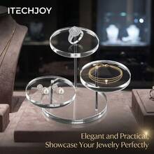 1pc 3-Tier Transparent Display Stand, Thickened Acrylic, Ring And Watch Display, Mini Manual Base Multi-Layer Stepped Tray, Jewelry And Perfume Storage, Dessert And Candy Display Rack, Jewelry Tower - Multicolor - View 8
