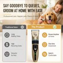 Dog Clippers Grooming Kit For Dogs Cats Pets | Low Noise, Rechargeable Cordless, Long Battery Life, Simple For Beginners, 4 Guide Combs, Removable & Rinsable Blade - Multicolor - View 4