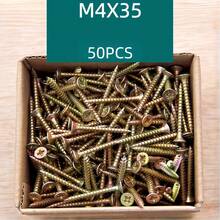 50/100 Pieces Of High-Strength Rigid Self-Tapping Screws, Surface Galvanized Wood Screws, M4 Flat Head Drilled Screws, Suitable For Fiberboard And Wood - Matte Industrial Hardware - 50pcs - View 14