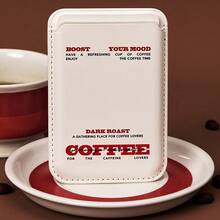 1 Set Retro Coffee Text MagSafe Card Pocket, Slim Detachable Magnetic Phone Wallet For IPhone - Multicolor - View 2