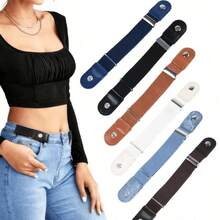 1set Women's Casual Belt, Simple Short Elastic Belt, Buckle-Less Stretch Belt - Suitable For Both Men And Women; Fits Trousers. Available In 6 Colors To Match Various Styles. - Multiple Styles - View 3