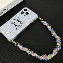 New Colorful Phone Lanyard, Small Wheat Flower Hand Strap, Short Phone Lanyard Fashion Minimalist Bag Charm, Keychain Car Key Chain, Outdoor Travel Phone Anti-Loss, Anti-Drop Anti-Loss Phone Lanyard Travel Phone Accessories, (Random Spacer Included) - Multicolor - View 3
