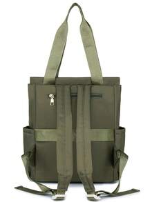 Women's Solid Color Multi-Functional Large Capacity Backpack, Minimalist Casual Student Backpack, College Style Minimalist Shoulder Bag, Handbag, Multi-Functional Backpack, Suitable For School, College, Middle School, High School, Commuting, Office And Other Occasions. - Green - View 7