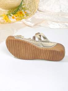 Sandalias tipo chanclas de cuña con suela gruesa y diseño floral, versátiles y casuales para mujer, para vacaciones, hogar, exterior y playa - Dorado - Ver 9