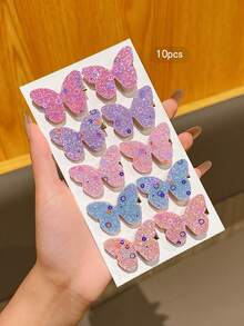 10 piezas de pinzas para el cabello con mariposas de estilo pastoral coloridas y lindas para el flequillo - Multicolor - Ver 5
