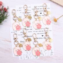 4pcs/8pcs Elegant Fashionable Pig And "Thank You" Heart Design Keychain Set, Suitable For Backpacks, Backpacks, Coin Purses, Phones And Other Keyring Accessories. Perfect For Birthday, Wedding Theme Gifts, Party Decorations, Friendship Gifts, Employee Appreciation, Colleague Gifts. Gifts For Guests, Family, Friends And Colleagues. - Multicolor - View 8