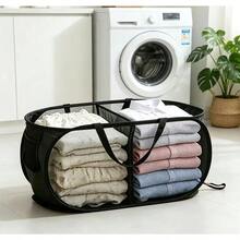 1pc Two-Compartment/Three-Compartment Large-Capacity Storage Basket Dirty Clothes Basket Folding Bedroom Bathroom And Dormitory Organizer Laundry Basket Clothes Toys And Miscellaneous Items Hand-Held Storage Basket, Two Specifications Free To Choose - Multicolor - View 16