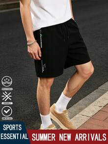 Pantalones cortos de running para hombre, pantalones cortos deportivos de entrenamiento con cordón elástico de secado rápido y bolsillos con cremallera, pantalones cortos deportivos transpirables para entrenamiento, set individual - Negro - Ver 7