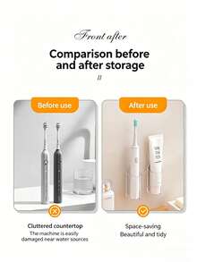 1/2/4Pcs Self-Adhesive Electric Toothbrush Holder, Wall-Mounted Bathroom Storage Rack, No Drill Multi-Purpose Organizer For Toothbrushes, Combs & Toothpaste, Easy Installation, Home Bathroom Decor - Multicolor - View 9