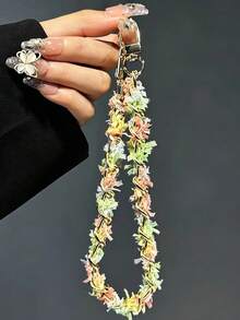 New Colorful Phone Lanyard, Small Wheat Flower Hand Strap, Short Phone Lanyard Fashion Minimalist Bag Charm, Keychain Car Key Chain, Outdoor Travel Phone Anti-Loss, Anti-Drop Anti-Loss Phone Lanyard Travel Phone Accessories, (Random Spacer Included) - Multicolor - View 7