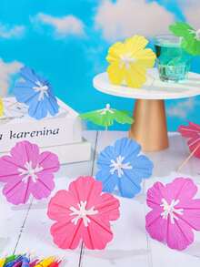 50pcs Mini Realistic Wooden Cocktail Picks, Exquisite And Beautiful, Suitable For Cocktails, Cupcake Decoration, Hawaiian Drink Decoration, Tropical Party Decoration, (Random Color And Style) - View 5