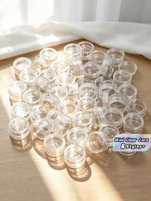 50pcs Mini Transparent Cream Jars With Clear Lids, Small Cosmetic Sample Containers, 10g/25g/50g Empty Plastic Cosmetic Jars, Transparent Sample Bottles For Eyeshadow Cream Lipstick, Travel Essentials, Sample Cosmetic Jars, Empty Mini Bottles - Multicolor - View 9