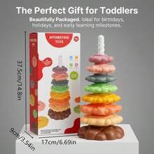 9pcs Large Stacking Blocks For Toddlers 18 Months+, Educational Toy To Practice Fine Motor Skills And Color Recognition - Multicolor - View 8